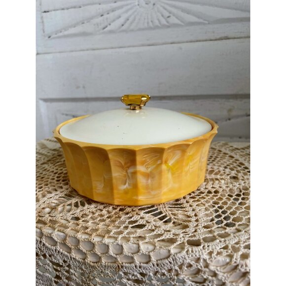 Vintage 1960s Avon Empty Powder Box Topaz Jewel Top Vanity Decor - Picture 10 of 10